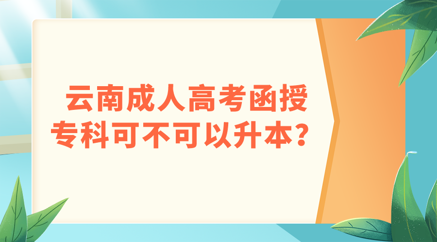 云南成人高考函授專科可不可以升本?